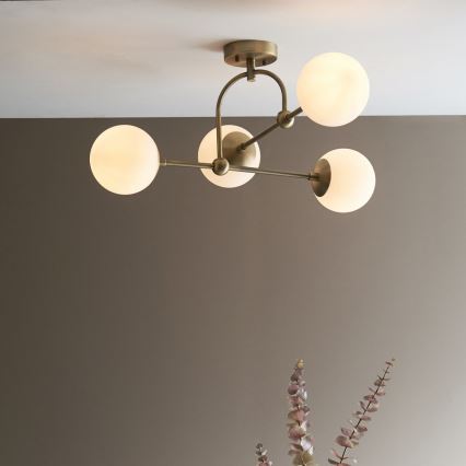 Endon 90843 - Przysufitowy żyrandol ONTARIO 4xE14/7W/230V mosiądz