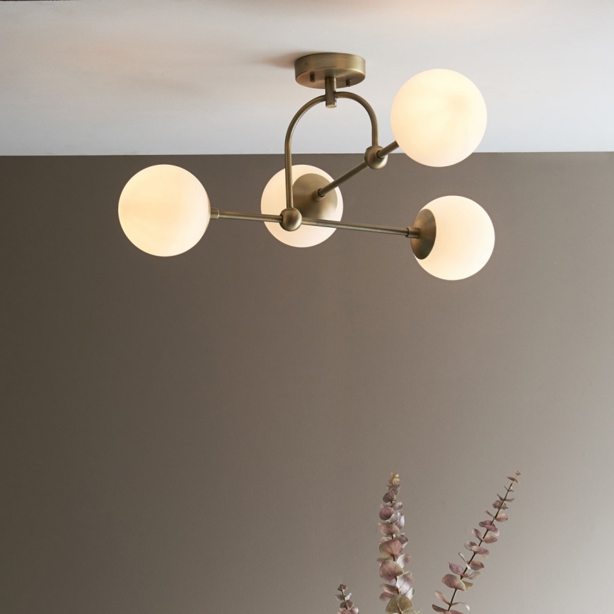 Endon 90843 - Przysufitowy żyrandol ONTARIO 4xE14/7W/230V mosiądz