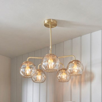 Endon 91969 - Żyrandol na pręcie DIMPLE 5xE14/25W/230V złoty