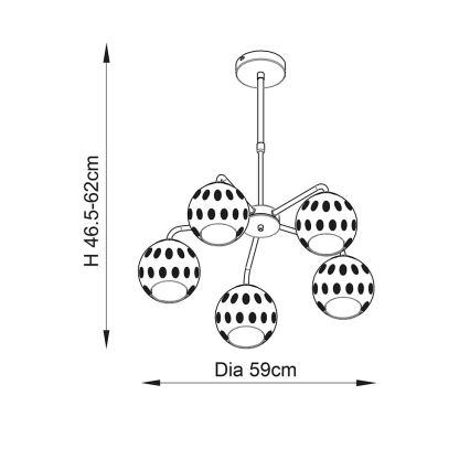 Endon 91969 - Żyrandol na pręcie DIMPLE 5xE14/25W/230V złoty