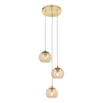 Endon 91971 - Lampa wisząca na przewodzie DIMPLE 3xE14/7W/230V złota/przydymiony beż