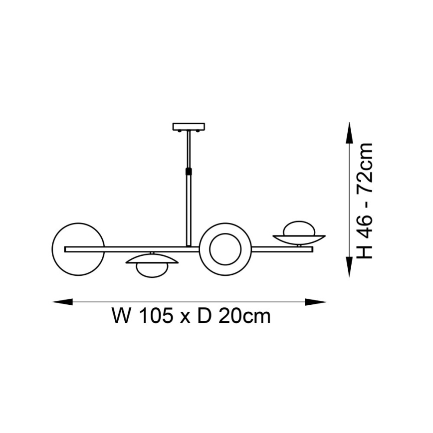 Endon 92036 - Lampa wisząca na lince RUFFLE 4xG9/3W/230V mosiądz/czarny