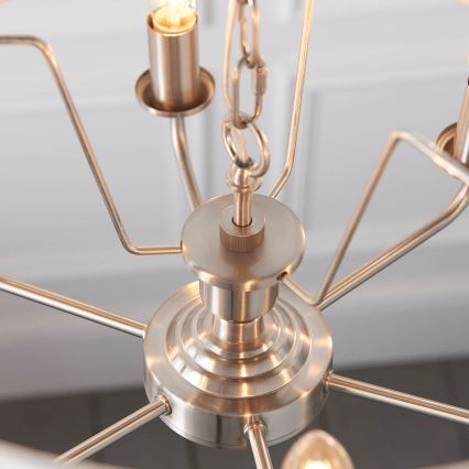 Endon 94357 - Żyrandol na łańcuchu HIGHCLERE 6xE14/40W/230V, śr. 55 cm, beżowy/matowy chrom