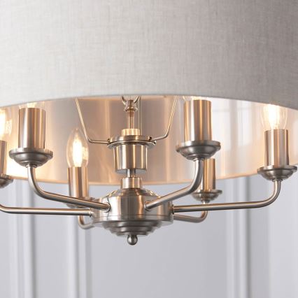 Endon 94357 - Żyrandol na łańcuchu HIGHCLERE 6xE14/40W/230V, śr. 55 cm, beżowy/matowy chrom