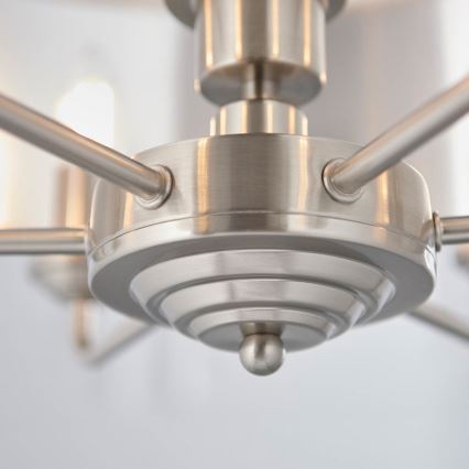 Endon 94357 - Żyrandol na łańcuchu HIGHCLERE 6xE14/40W/230V, śr. 55 cm, beżowy/matowy chrom