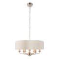 Endon 94357 - Żyrandol na łańcuchu HIGHCLERE 6xE14/40W/230V, śr. 55 cm, beżowy/matowy chrom