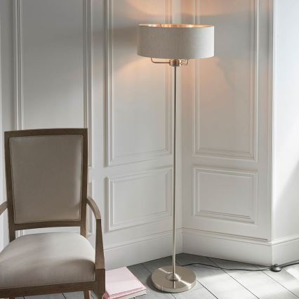 Endon 94359 - Lampa podłogowa HIGHCLERE 3xE14/40W/230V beżowy/chrom błyszczący śr. 47 cm
