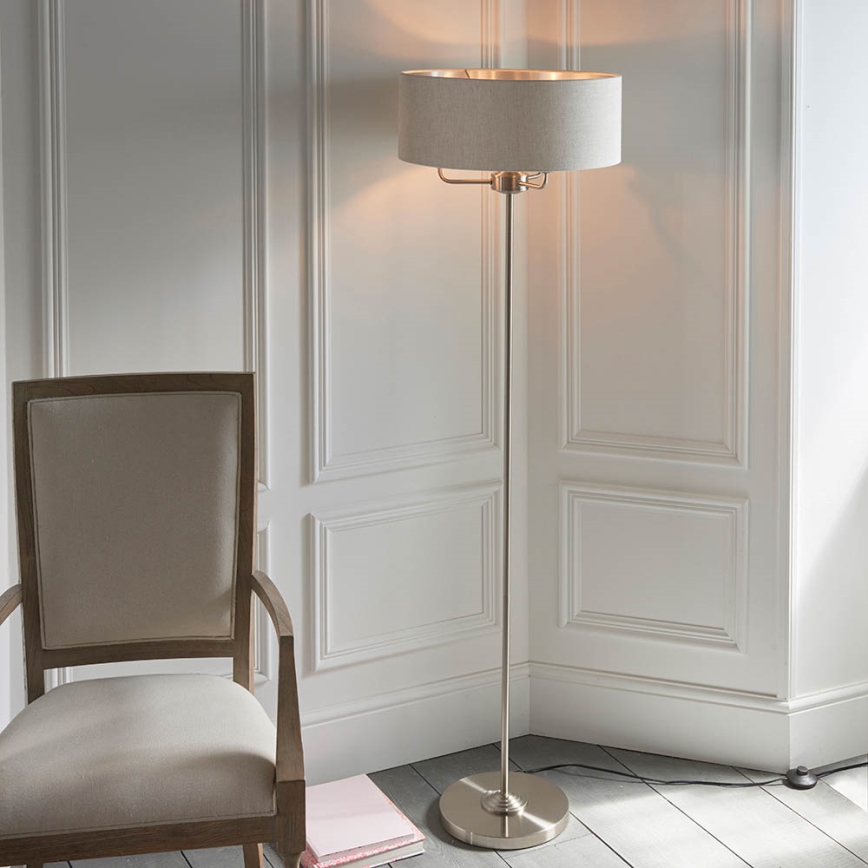 Endon 94359 - Lampa podłogowa HIGHCLERE 3xE14/40W/230V beżowy/chrom błyszczący śr. 47 cm