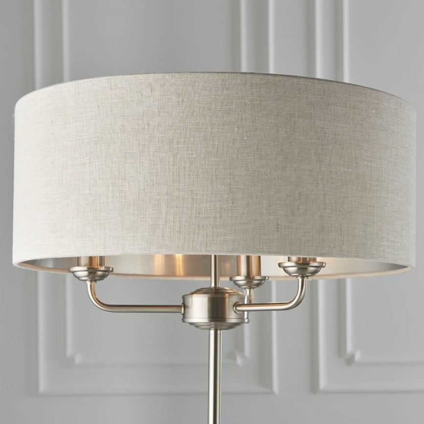 Endon 94359 - Lampa podłogowa HIGHCLERE 3xE14/40W/230V beżowy/chrom błyszczący śr. 47 cm