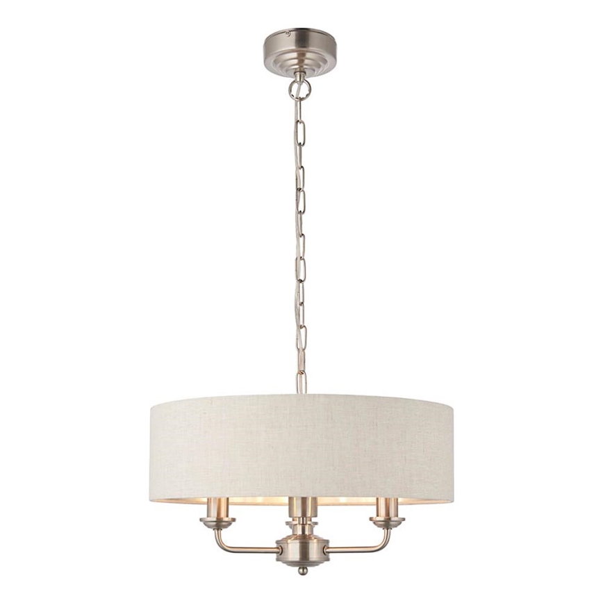 Endon 94361 - Żyrandol na łańcuchu HIGHCLERE 3xE14/40W/230V beżowy/matowy chrom