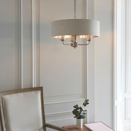 Endon 94361 - Żyrandol na łańcuchu HIGHCLERE 3xE14/40W/230V beżowy/matowy chrom