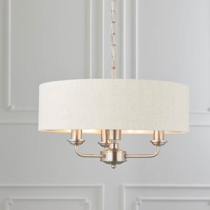 Endon 94361 - Żyrandol na łańcuchu HIGHCLERE 3xE14/40W/230V beżowy/matowy chrom