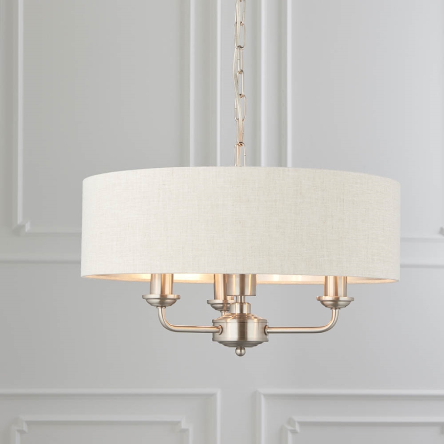 Endon 94361 - Żyrandol na łańcuchu HIGHCLERE 3xE14/40W/230V beżowy/matowy chrom