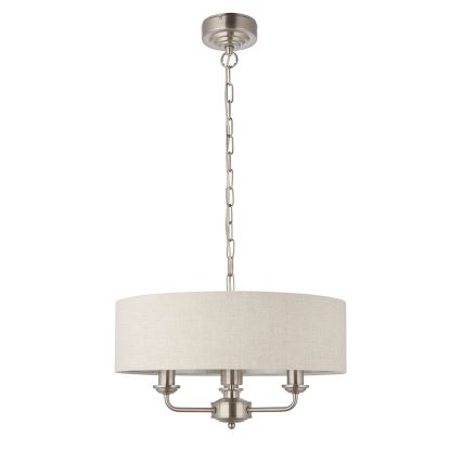 Endon 94361 - Żyrandol na łańcuchu HIGHCLERE 3xE14/40W/230V beżowy/matowy chrom