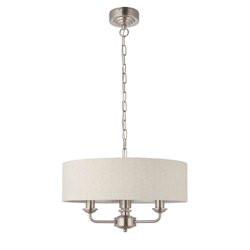 Endon 94361 - Żyrandol na łańcuchu HIGHCLERE 3xE14/40W/230V beżowy/matowy chrom