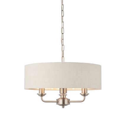 Endon 94361 - Żyrandol na łańcuchu HIGHCLERE 3xE14/40W/230V beżowy/matowy chrom
