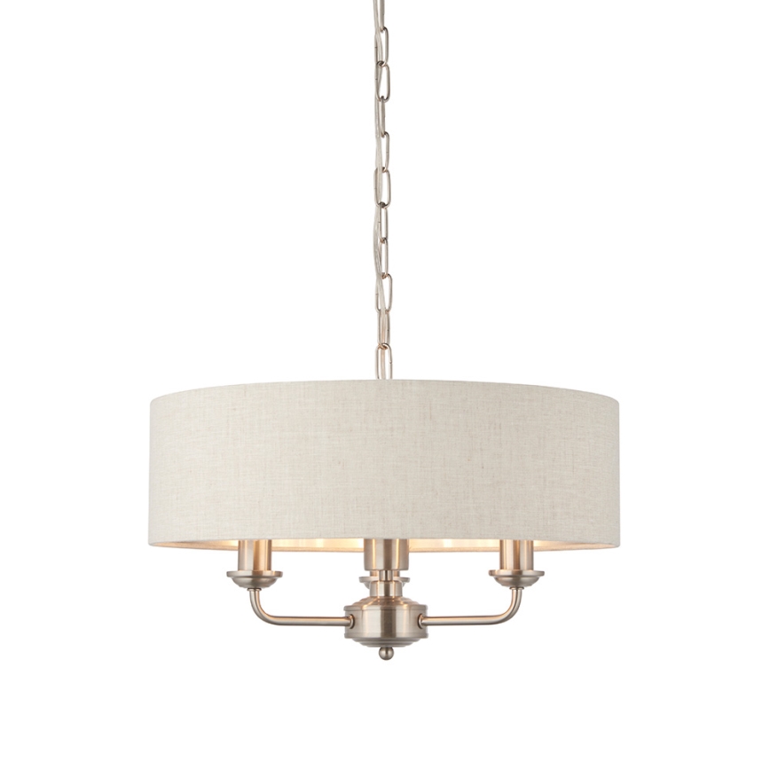 Endon 94361 - Żyrandol na łańcuchu HIGHCLERE 3xE14/40W/230V beżowy/matowy chrom