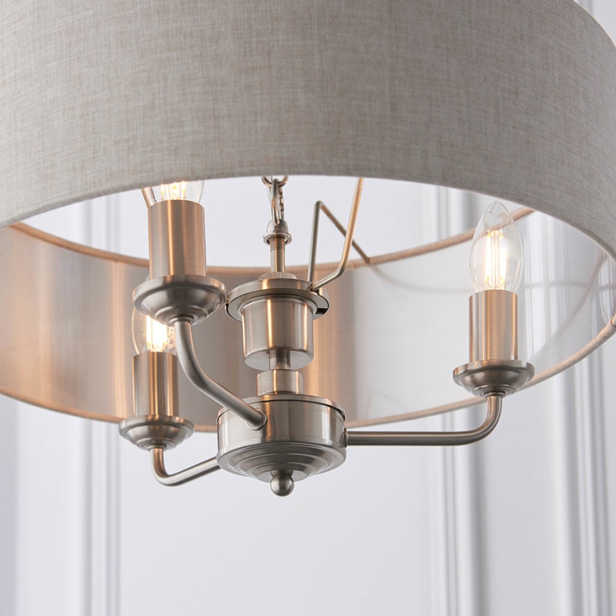 Endon 94361 - Żyrandol na łańcuchu HIGHCLERE 3xE14/40W/230V beżowy/matowy chrom