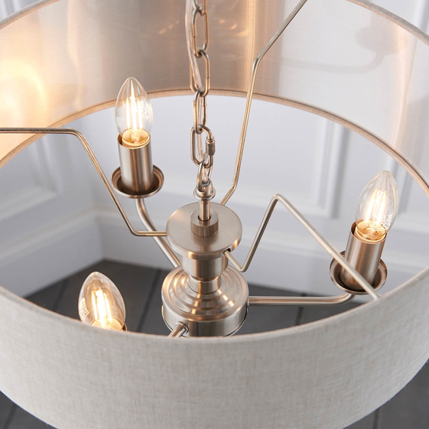 Endon 94361 - Żyrandol na łańcuchu HIGHCLERE 3xE14/40W/230V beżowy/matowy chrom