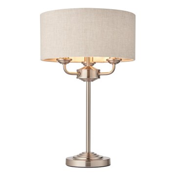 Endon 94369 - Lampa stołowa HIGHCLERE 3xE14/18W/230V beżowa/matowy chrom