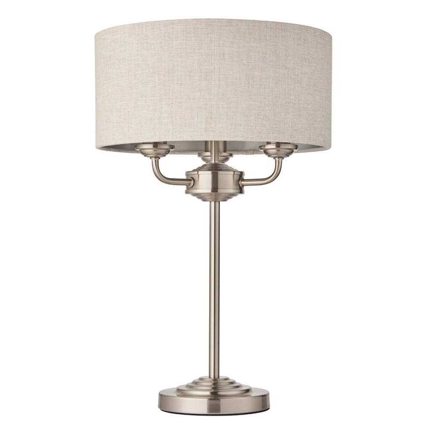 Endon 94369 - Lampa stołowa HIGHCLERE 3xE14/18W/230V beżowa/matowy chrom