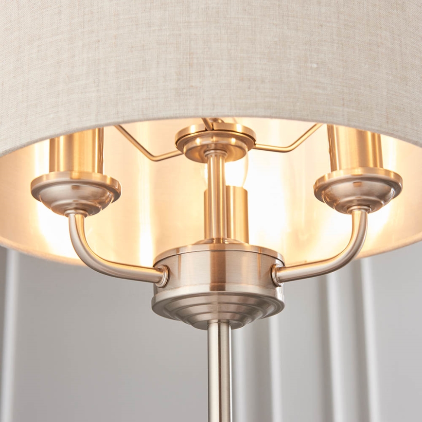 Endon 94369 - Lampa stołowa HIGHCLERE 3xE14/18W/230V beżowa/matowy chrom