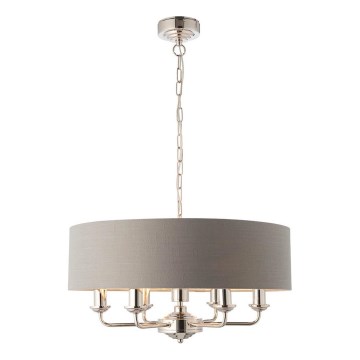Endon 94373 - Żyrandol na łańcuchu HIGHCLERE 6xE14/40W/230V szary/chrom błyszczący