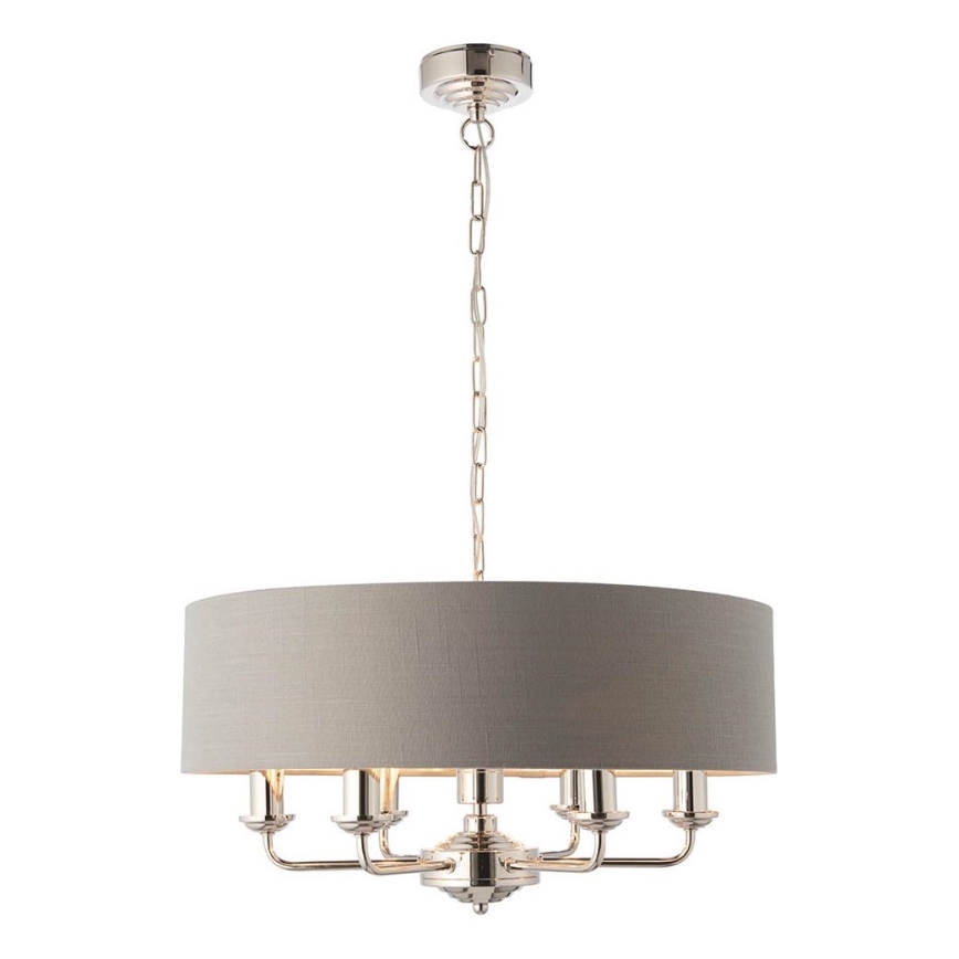Endon 94373 - Żyrandol na łańcuchu HIGHCLERE 6xE14/40W/230V szary/chrom błyszczący