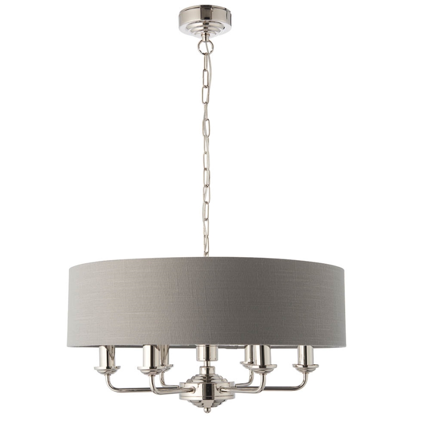 Endon 94373 - Żyrandol na łańcuchu HIGHCLERE 6xE14/40W/230V szary/chrom błyszczący