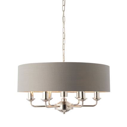 Endon 94373 - Żyrandol na łańcuchu HIGHCLERE 6xE14/40W/230V szary/chrom błyszczący