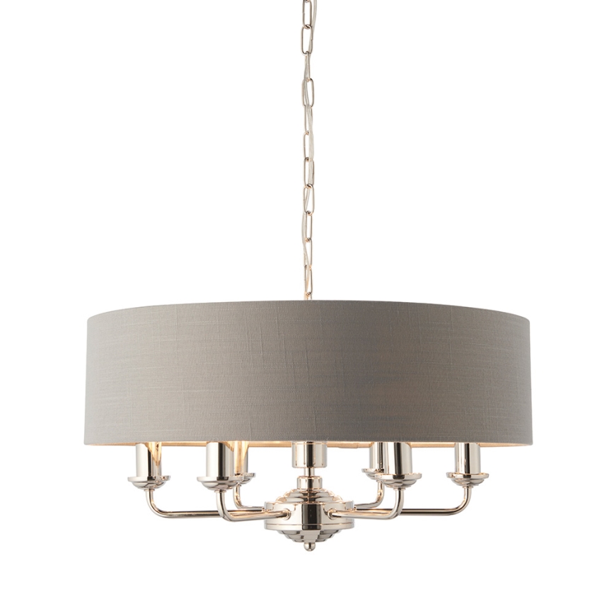 Endon 94373 - Żyrandol na łańcuchu HIGHCLERE 6xE14/40W/230V szary/chrom błyszczący