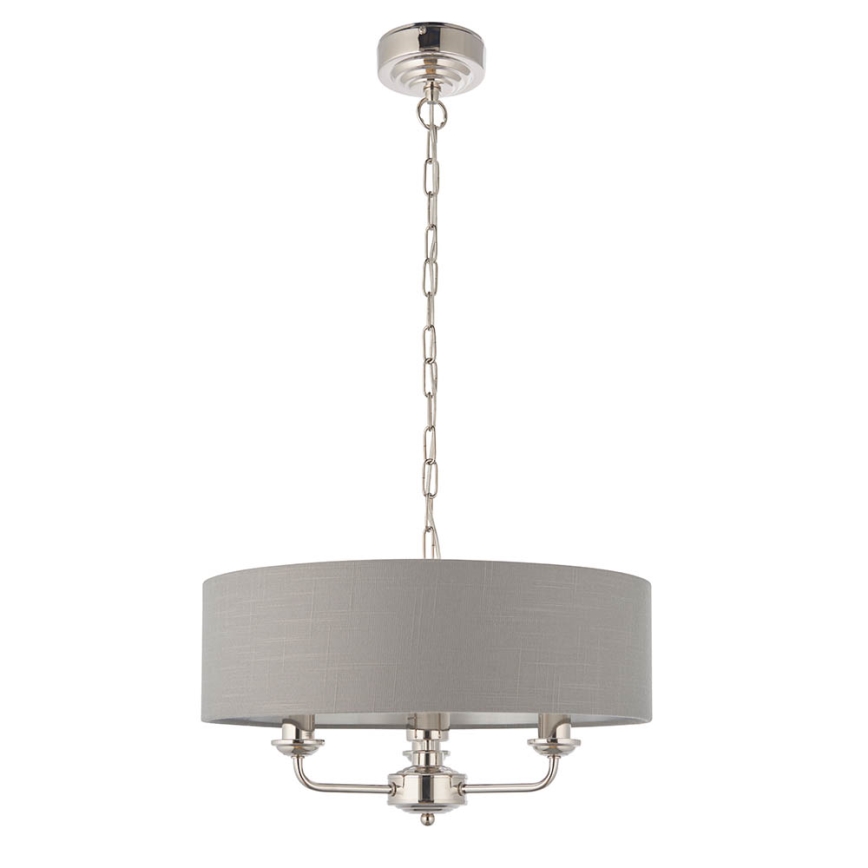 Endon 94377 - Żyrandol na łańcuchu HIGHCLERE 3xE14/40W/230V szary/chrom błyszczący
