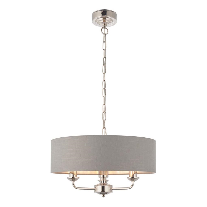 Endon 94377 - Żyrandol na łańcuchu HIGHCLERE 3xE14/40W/230V szary/chrom błyszczący śr. 45 cm