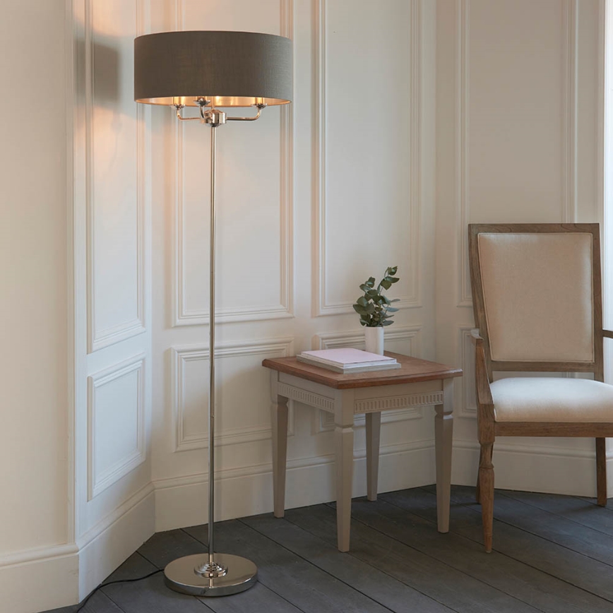 Endon 94378 - Lampa podłogowa HIGHCLERE 1xE14/40W/230V szary/chrom błyszczący
