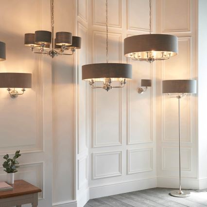 Endon 94378 - Lampa podłogowa HIGHCLERE 1xE14/40W/230V szary/chrom błyszczący