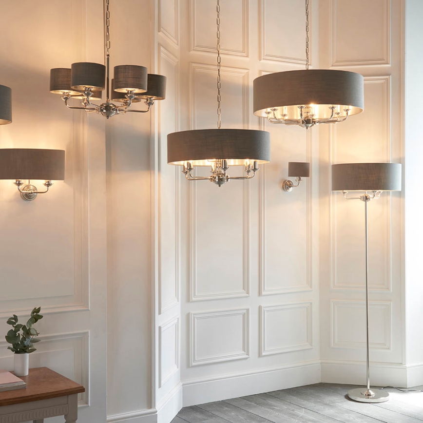 Endon 94378 - Lampa podłogowa HIGHCLERE 1xE14/40W/230V szary/chrom błyszczący