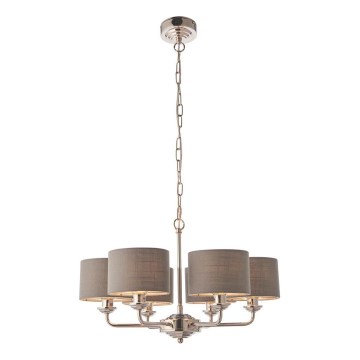 Endon 94381 - Żyrandol na łańcuchu HIGHCLERE 6xE14/28W/230V szary/chrom błyszczący