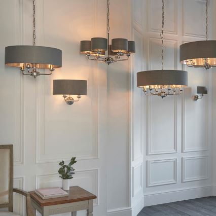 Endon 94381 - Żyrandol na łańcuchu HIGHCLERE 6xE14/28W/230V szary/chrom błyszczący
