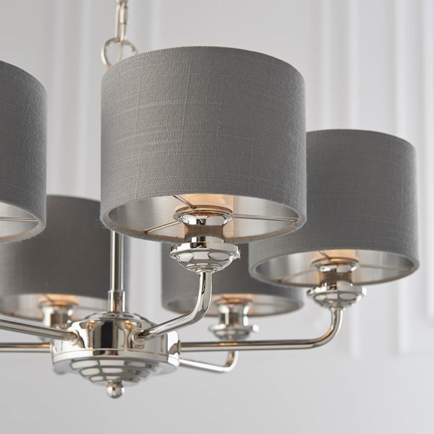 Endon 94381 - Żyrandol na łańcuchu HIGHCLERE 6xE14/28W/230V szary/chrom błyszczący