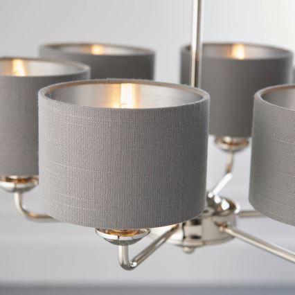 Endon 94381 - Żyrandol na łańcuchu HIGHCLERE 6xE14/28W/230V szary/chrom błyszczący