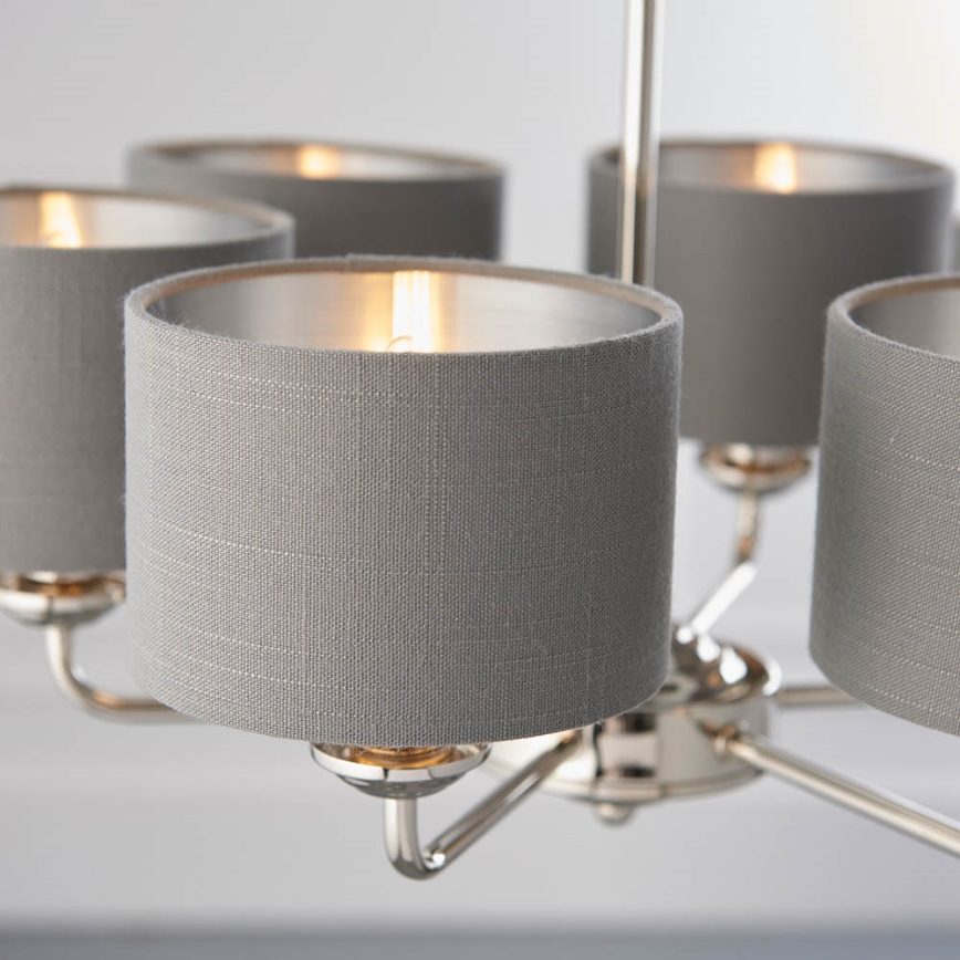 Endon 94381 - Żyrandol na łańcuchu HIGHCLERE 6xE14/28W/230V szary/chrom błyszczący