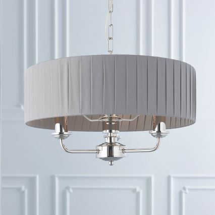 Endon 94394 - Żyrandol na łańcuchu HIGHCLERE 3xE14/40W/230V ciemnoszary/chrom błyszczący
