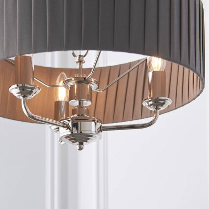 Endon 94394 - Żyrandol na łańcuchu HIGHCLERE 3xE14/40W/230V ciemnoszary/chrom błyszczący