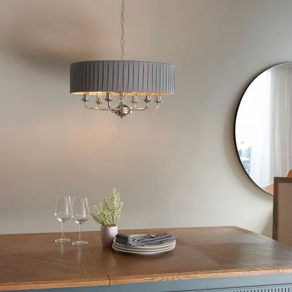 Endon 94397 - Żyrandol na łańcuchu HIGHCLERE 6xE14/40W/230V szary/chrom błyszczący
