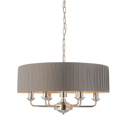 Endon 94397 - Żyrandol na łańcuchu HIGHCLERE 6xE14/40W/230V szary/chrom błyszczący