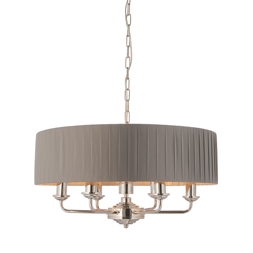 Endon 94397 - Żyrandol na łańcuchu HIGHCLERE 6xE14/40W/230V szary/chrom błyszczący