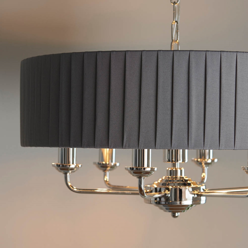 Endon 94397 - Żyrandol na łańcuchu HIGHCLERE 6xE14/40W/230V szary/chrom błyszczący