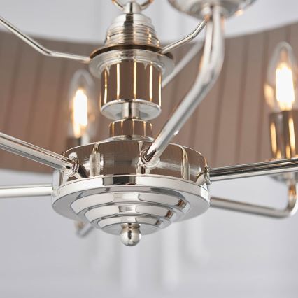 Endon 94397 - Żyrandol na łańcuchu HIGHCLERE 6xE14/40W/230V szary/chrom błyszczący