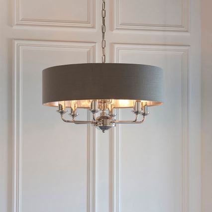 Endon 94415 - Żyrandol na łańcuchu HIGHCLERE 8xE14/40W/230V szary/chrom błyszczący śr. 70 cm