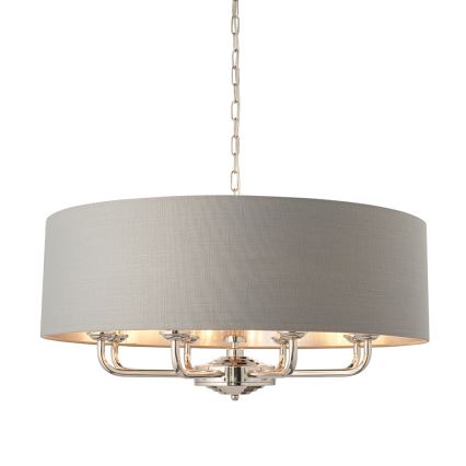 Endon 94415 - Żyrandol na łańcuchu HIGHCLERE 8xE14/40W/230V szary/chrom błyszczący śr. 70 cm